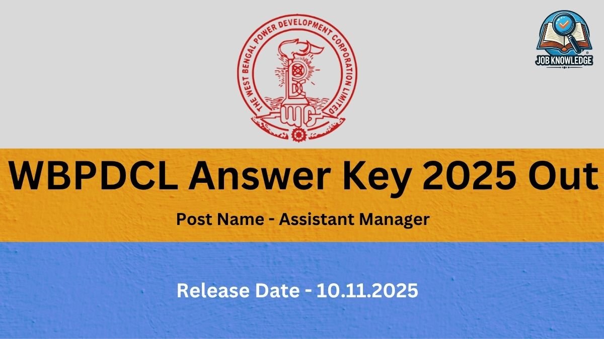 ob knowledge announcement image stating that the WBPDCL (West Bengal Power Development Corporation Limited) Answer Key 2025 for the Assistant Manager post has been released on November 10, 2025. The WBPDCL logo is featured at the top.